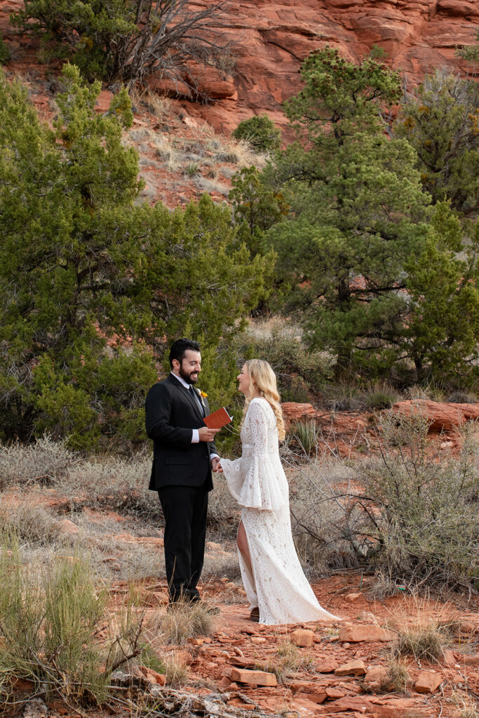 emotional sedona elopement ceremony photography