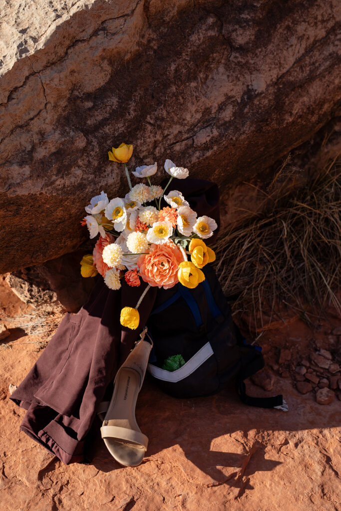 elopement details set up in the desert