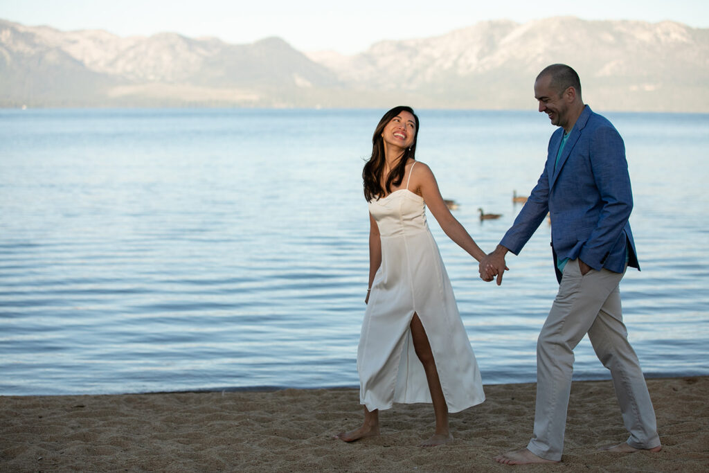 classy lake tahoe engagement photo