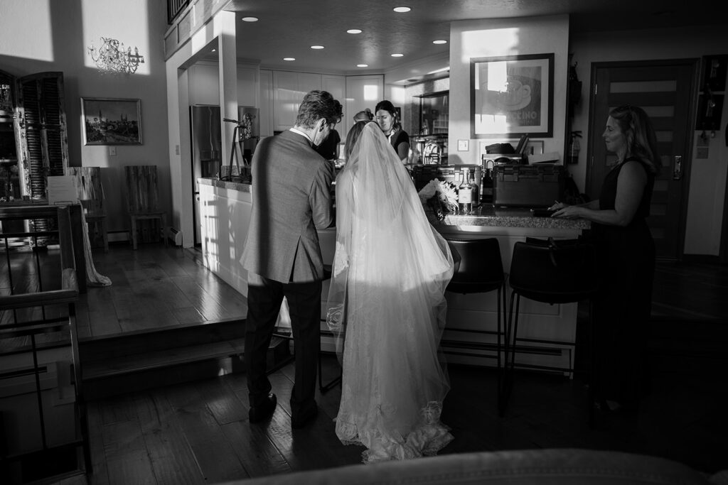 elopement couple at their airbnb