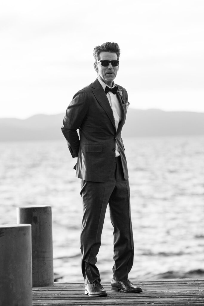 intimate sunset lake tahoe elopement ceremony on the docks 