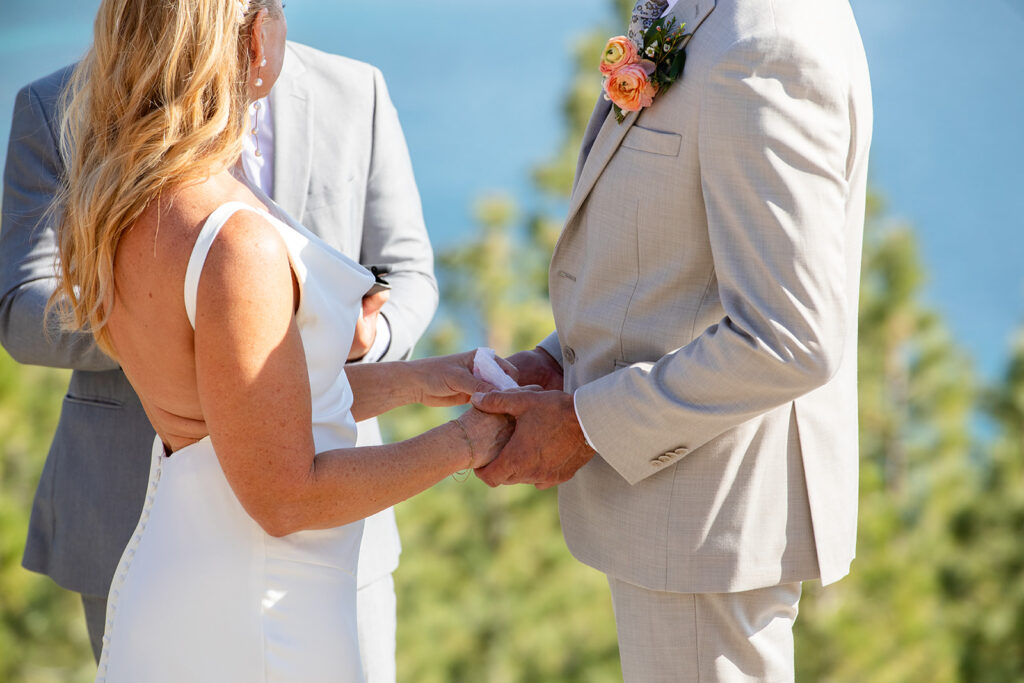 lake tahoe micro wedding ceremony with stunning water views