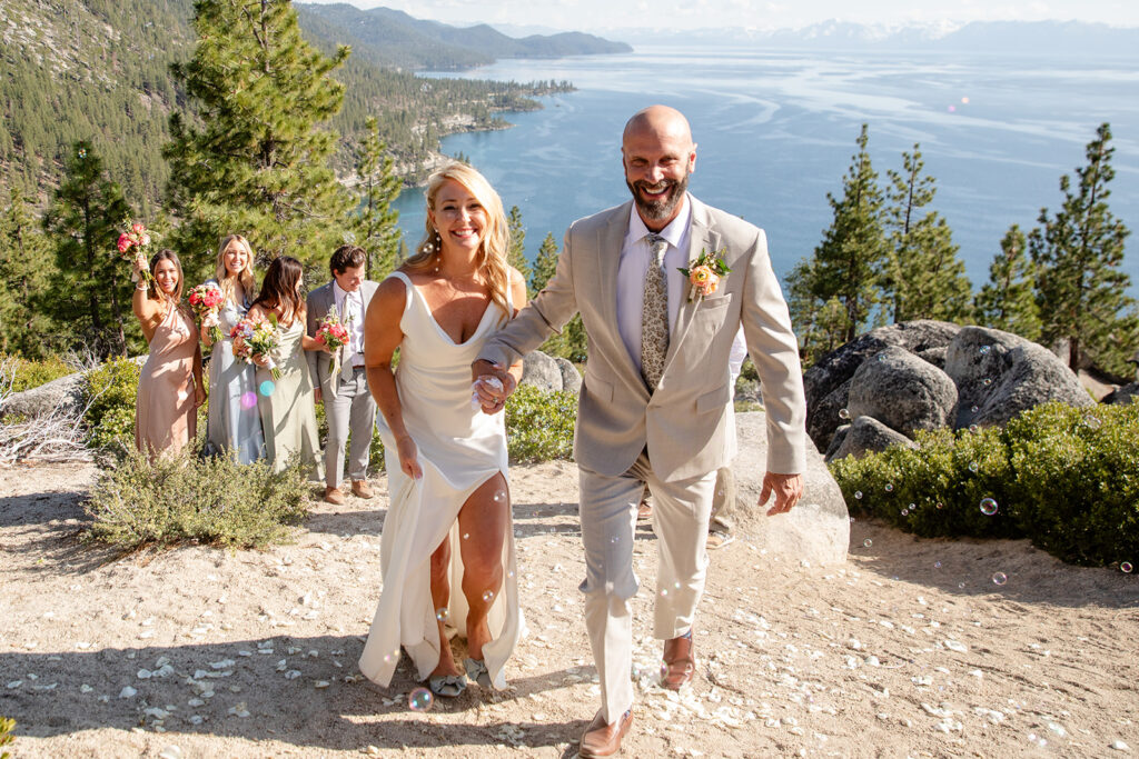 lake tahoe micro wedding ceremony with stunning water views