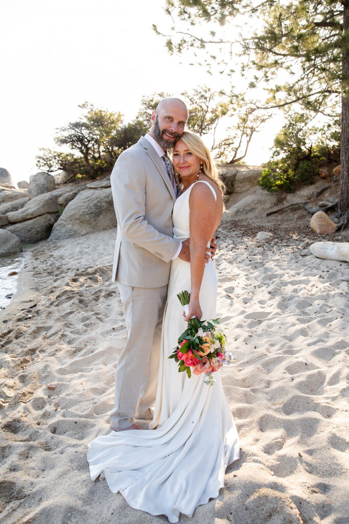 bride and groom elopement portraits at the beach