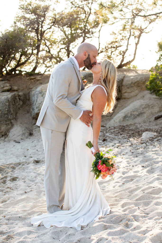 bride and groom elopement portraits at the beach