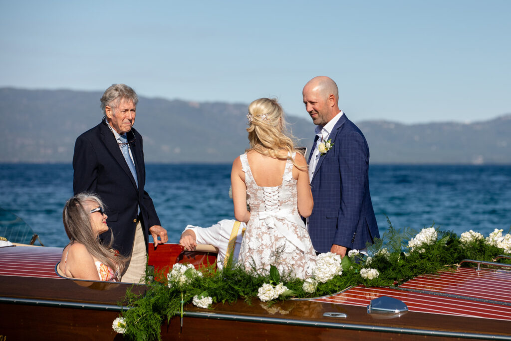 boat elopement ceremony officiated by the groom's dad