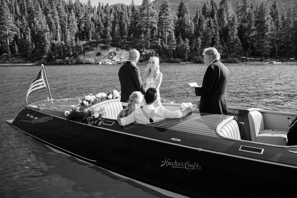 boat elopement ceremony officiated by the groom's dad