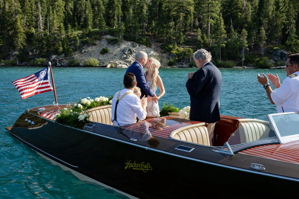 boat elopement ceremony officiated by the groom's dad