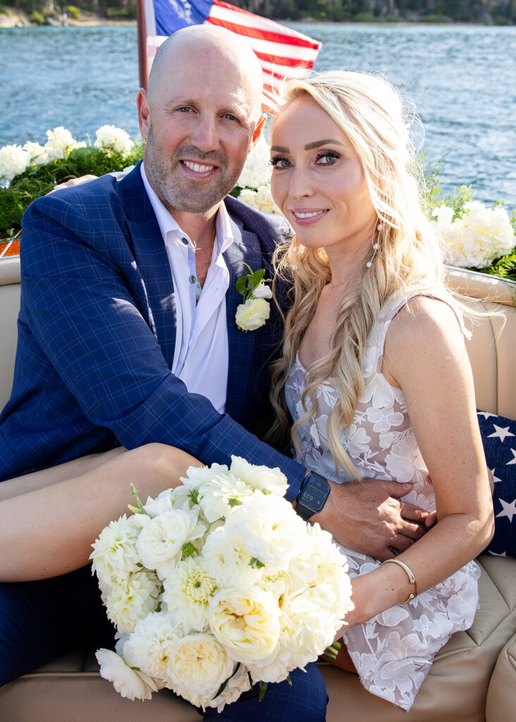 dreamy golden hour boat elopement on lake tahoe