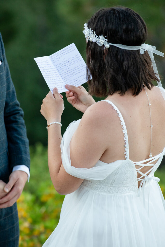 intimate mountain elopement ceremony at monkey rock