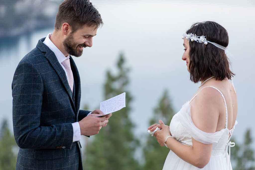 intimate mountain elopement ceremony at monkey rock