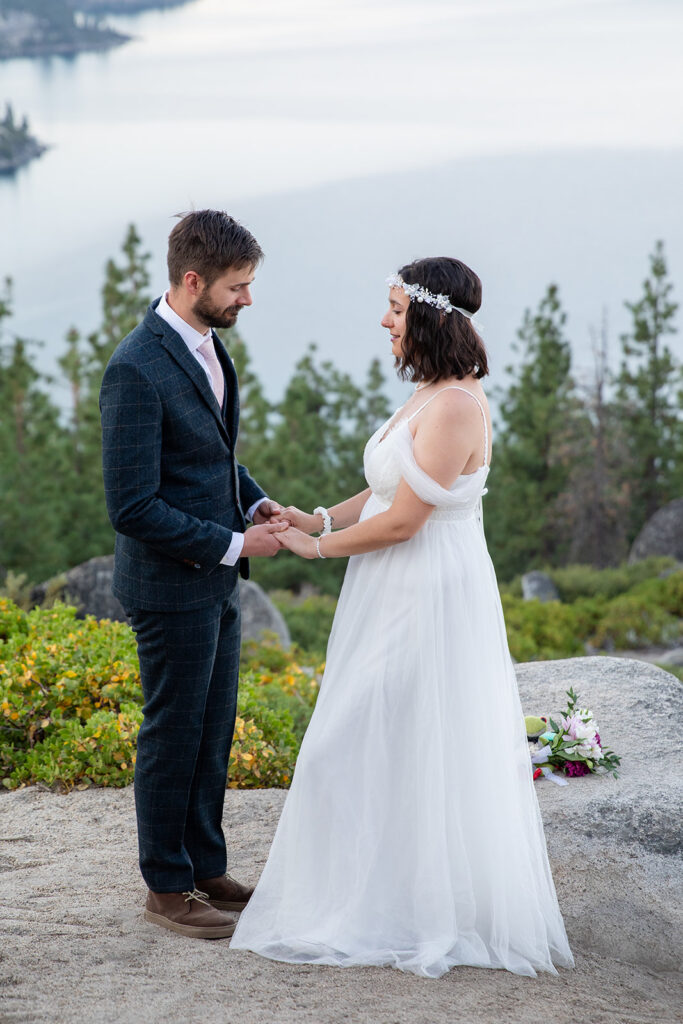 intimate mountain elopement ceremony at monkey rock