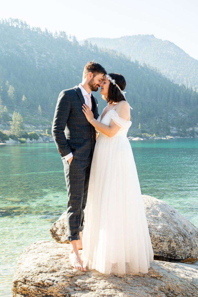 dreamy lake tahoe mountain elopement at monkey rock