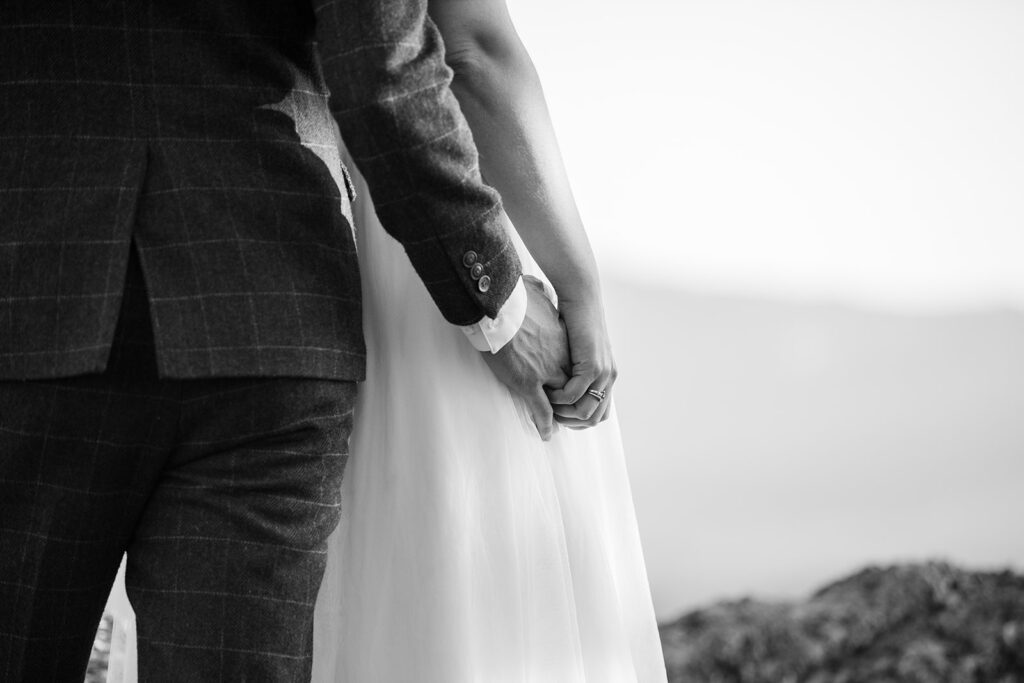 dreamy elopement couple at an overlook near North Star Ski Resort in Lake Tahoe