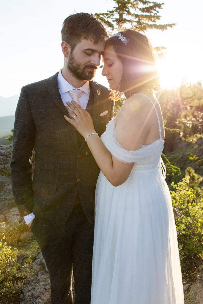 dreamy elopement couple at an overlook near North Star Ski Resort in Lake Tahoe