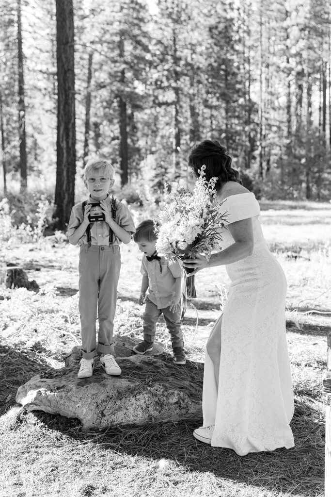 bride and her little sons