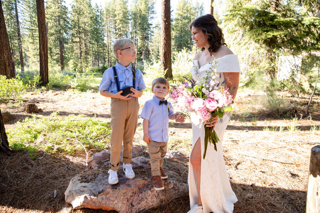 bride and her little sons