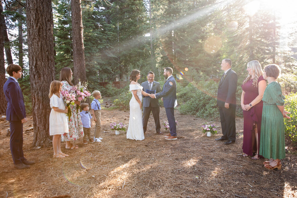 dreamy forest elopement ceremony in skylandia park, tahoe