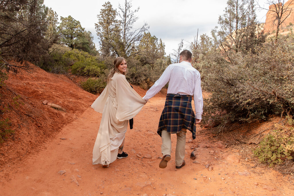 adventurous elopement couple going on a hike in sedona for their big day