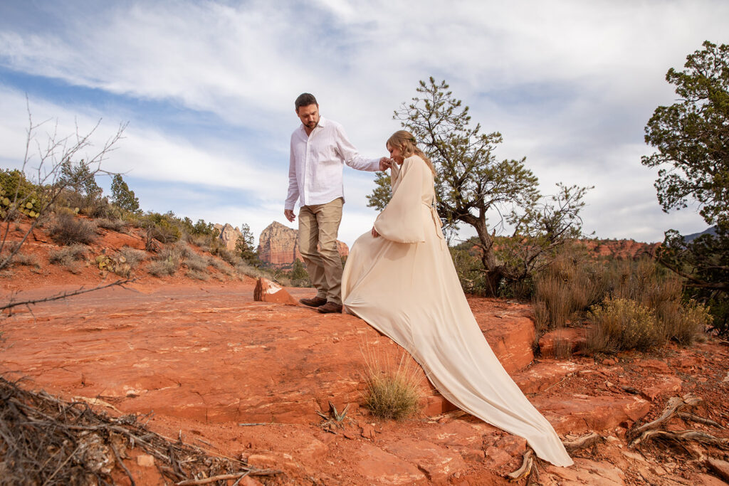 adventurous elopement couple going on a hike in sedona for their big day