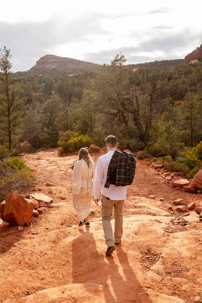 adventurous elopement couple going on a hike in sedona for their big day