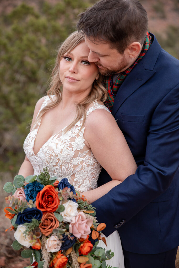 romantic bride and groom in Sedona