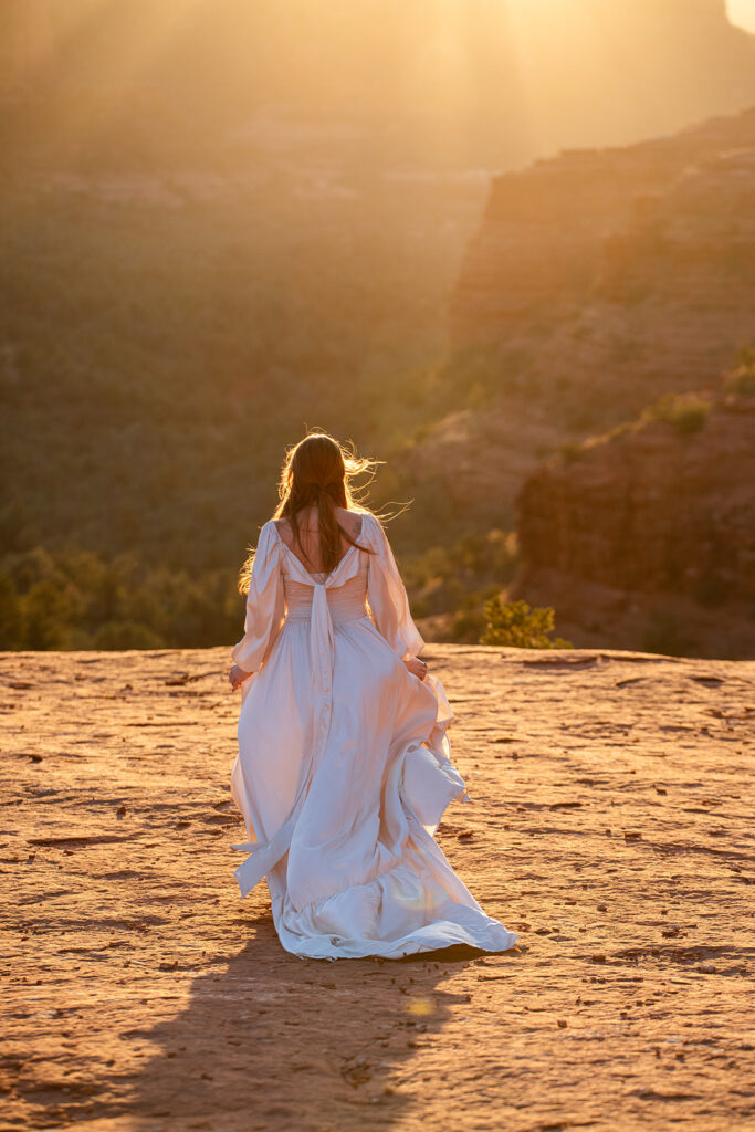 golden hour bridal portrait with sedona backdrops