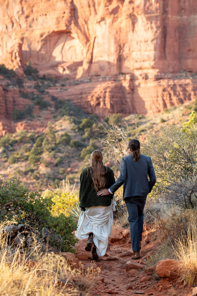 elopement couple enjoying a hike in sedona 