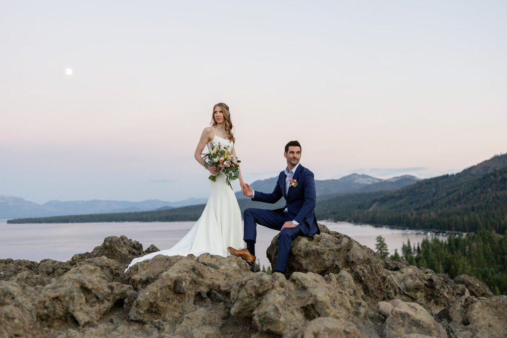 elegant elopement couple during their Lake Tahoe elopement 