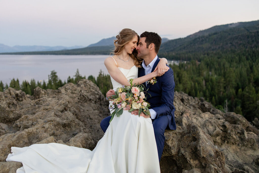 elegant elopement couple during their Lake Tahoe elopement 