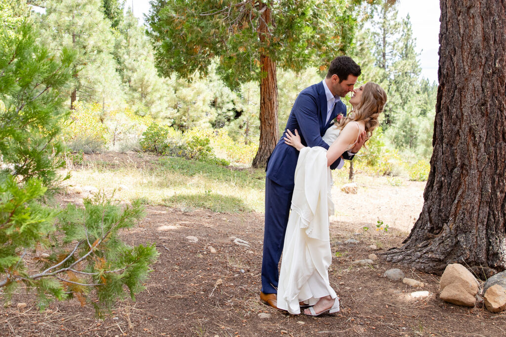 bride and groom elopement wedding first look at the airbnb