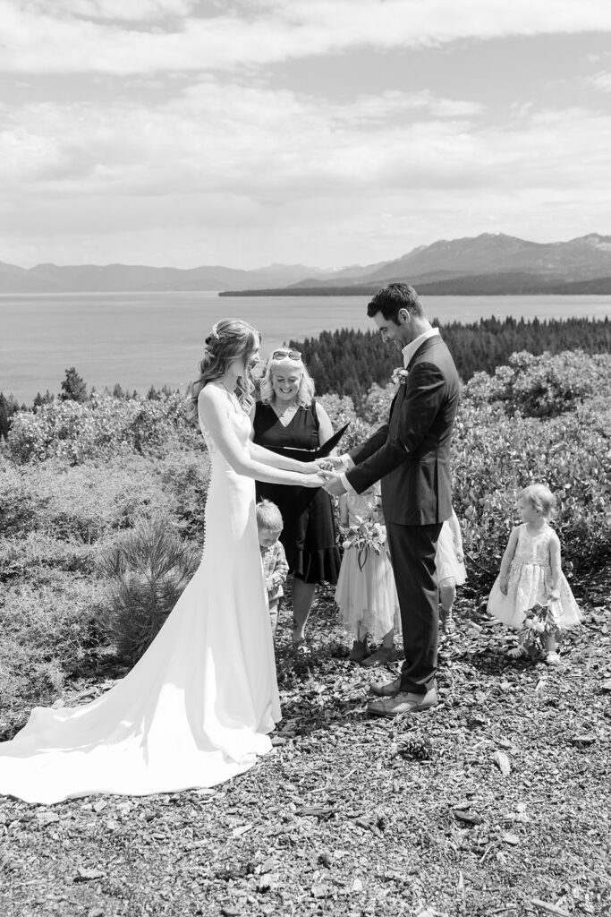 lake tahoe elopement ceremony with family