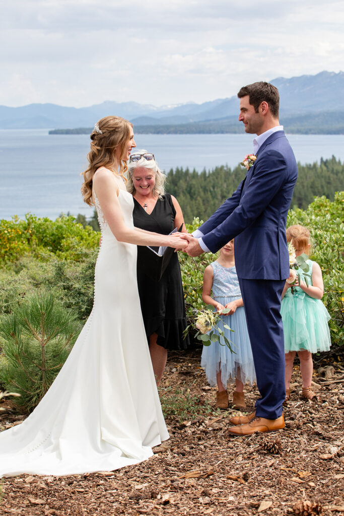 lake tahoe elopement ceremony with family