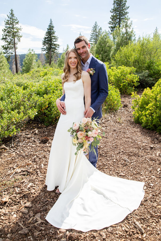 bride and groom lake tahoe elopement photos in nature