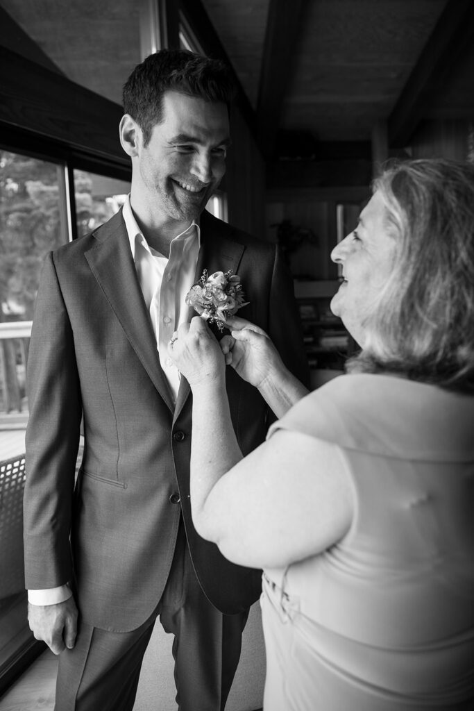 groom getting ready at the airbnb