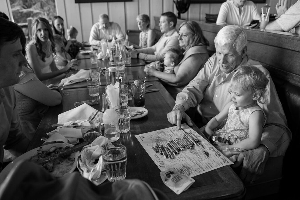 cozy elopement with family in a restaurant