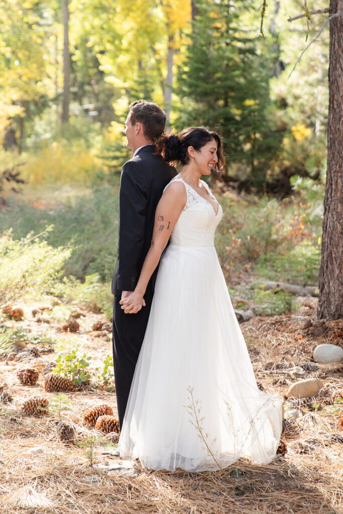 bride and groom elopement first touch