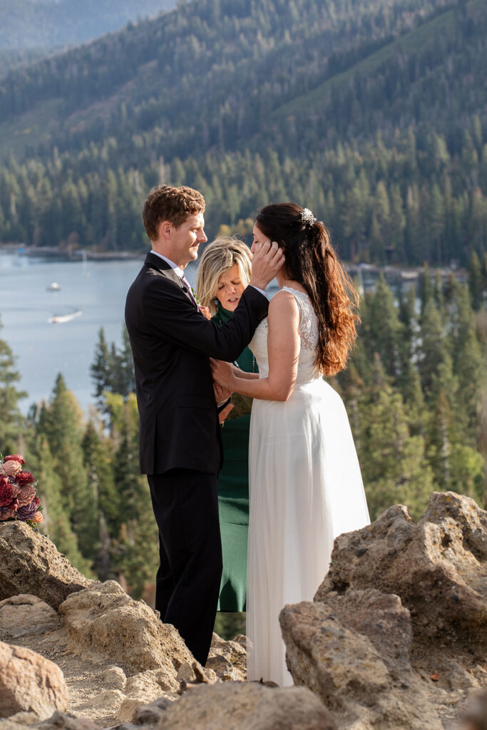 emotional and candid monkey rock elopement ceremony with beautiful views