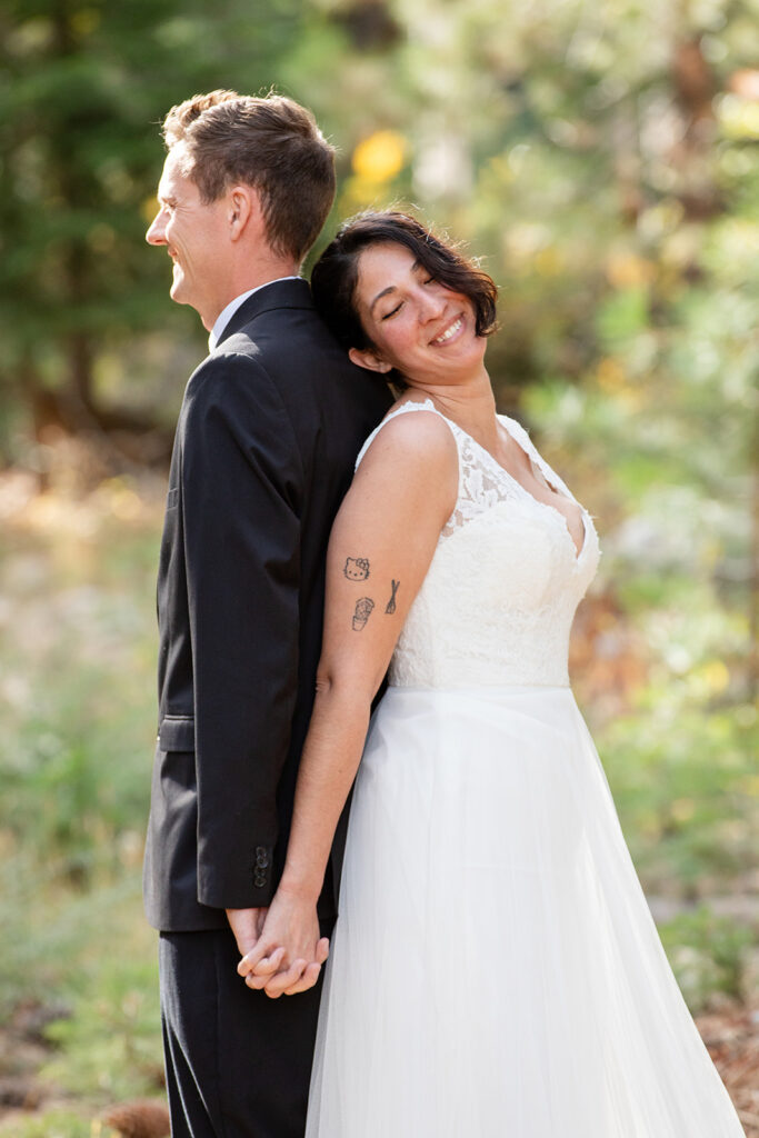 bride and groom elopement first touch