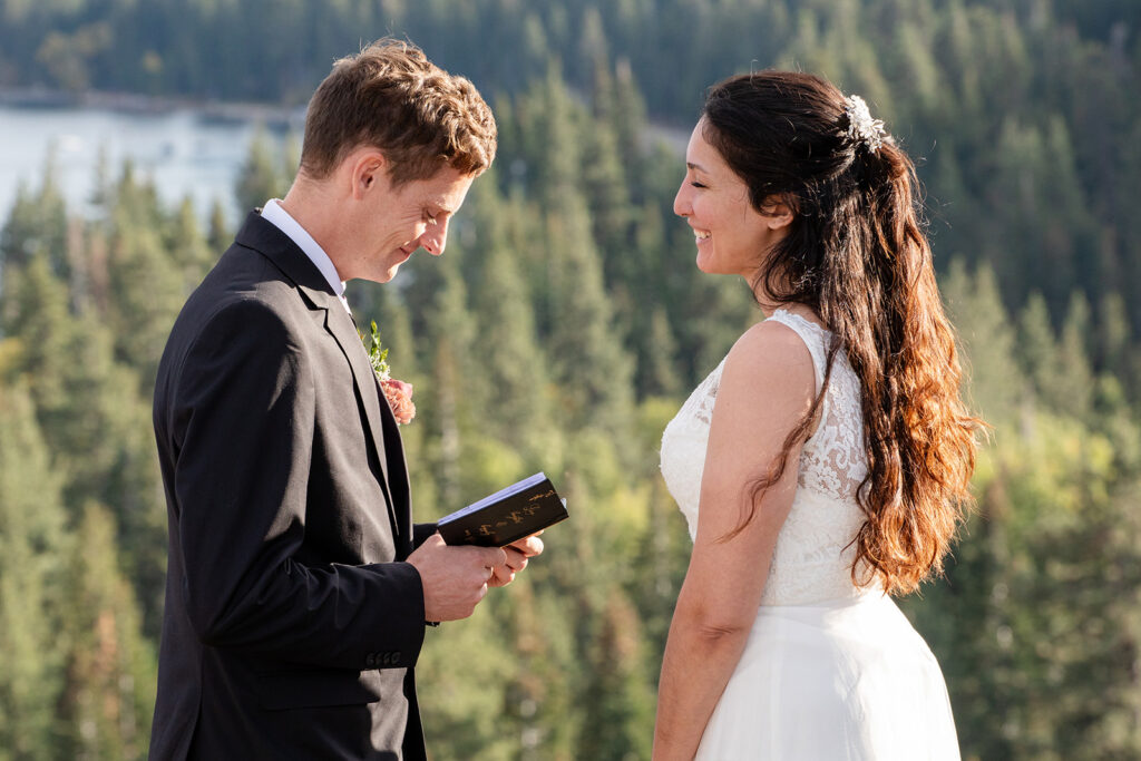 emotional and candid monkey rock elopement ceremony with beautiful views