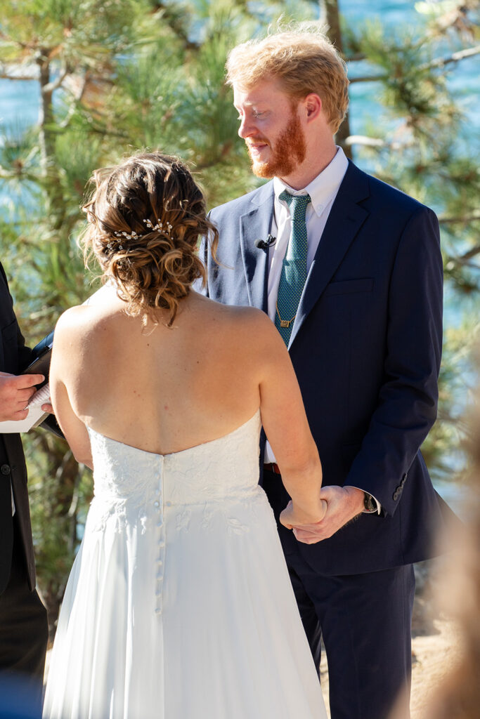 zephyr cove micro wedding ceremony with stunning water views