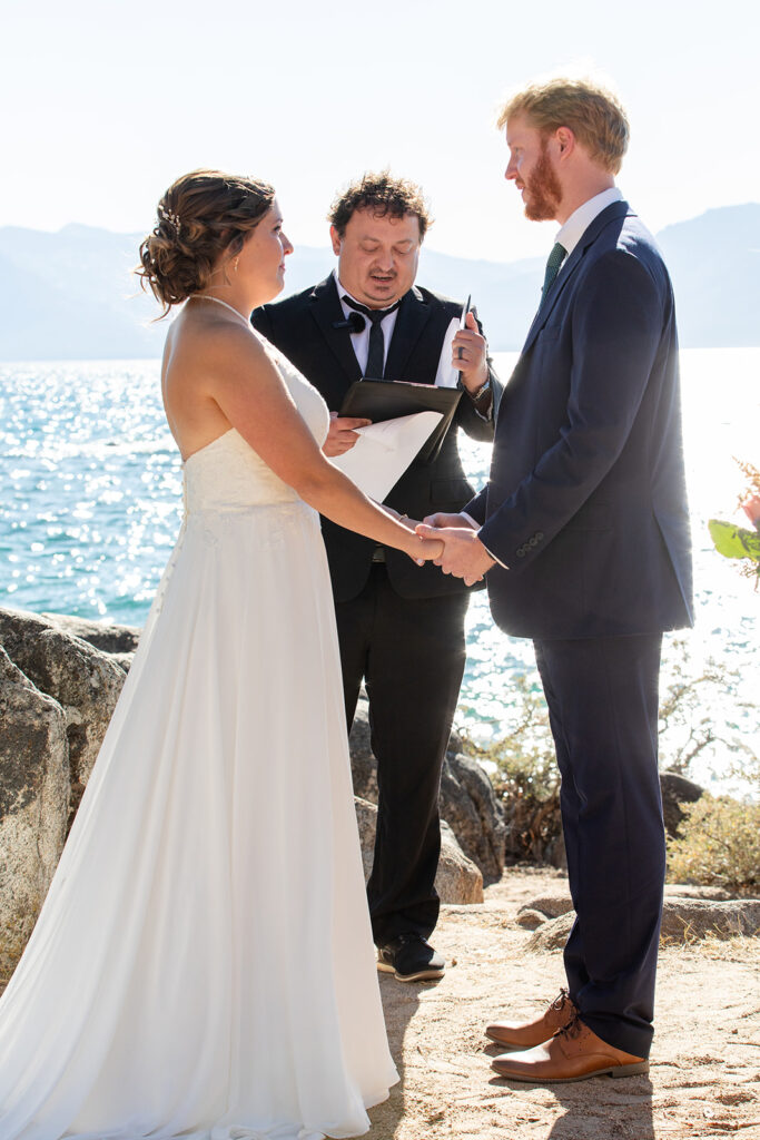 zephyr cove micro wedding ceremony with stunning water views