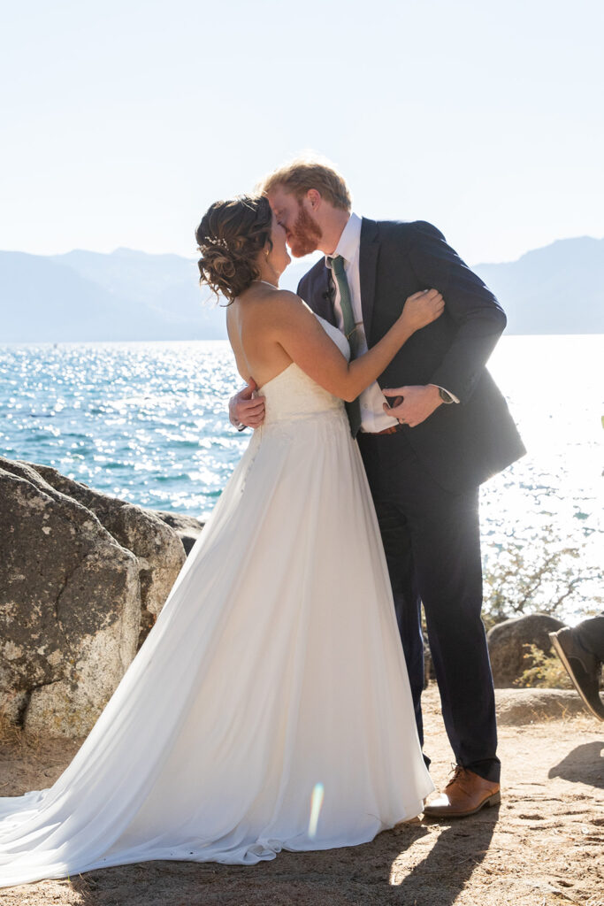 zephyr cove micro wedding ceremony with stunning water views