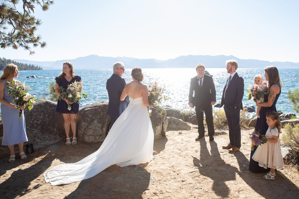 zephyr cove micro wedding ceremony with stunning water views