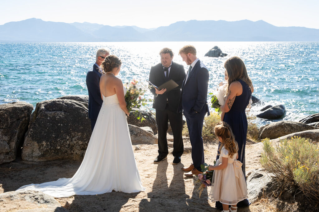 zephyr cove micro wedding ceremony with stunning water views