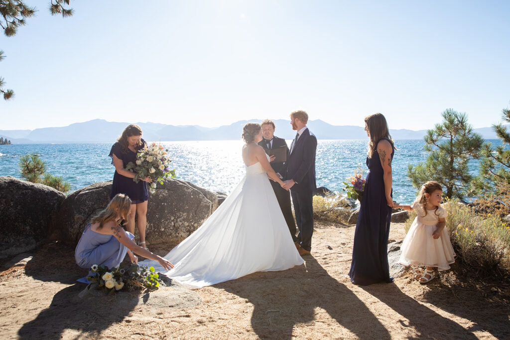 zephyr cove micro wedding ceremony with stunning water views