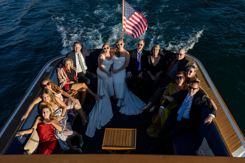 fun elopement celebration on a boat