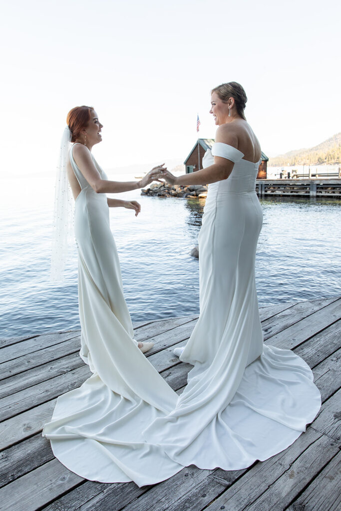 elopement couple first look at lake tahoe