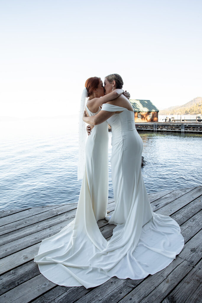 elopement couple first look at lake tahoe