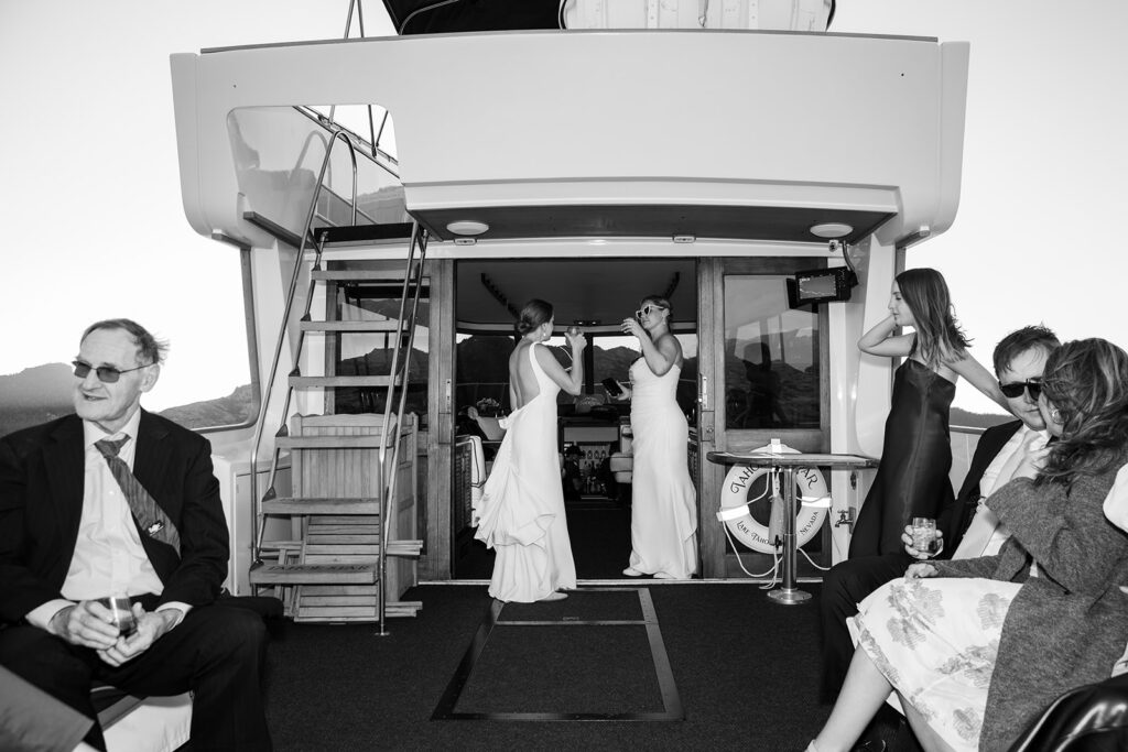 fun elopement celebration on a boat